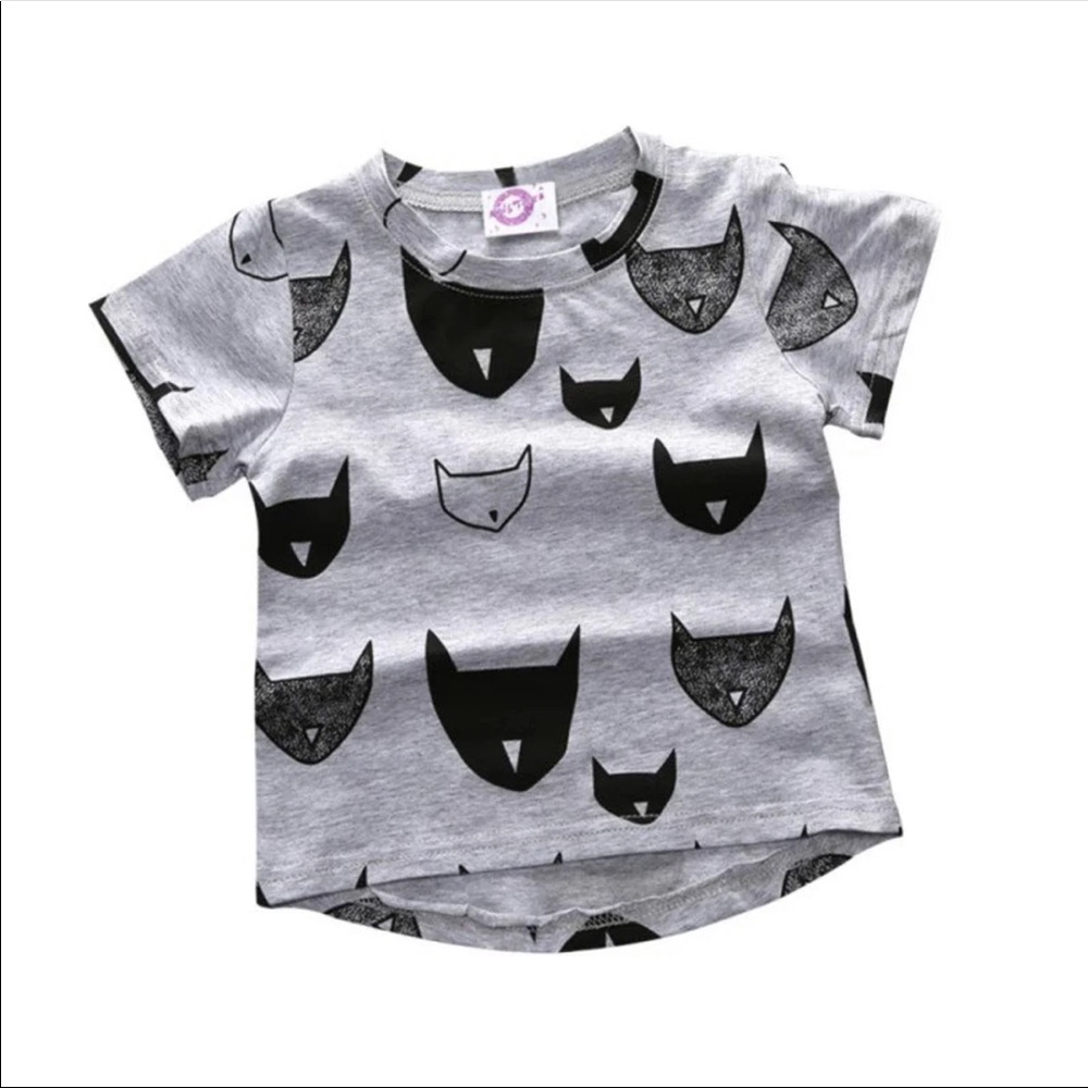 Toddler Kids Tee CAT - GRAY